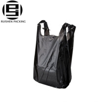 Grocery store black hdpe t-shirt packing bags